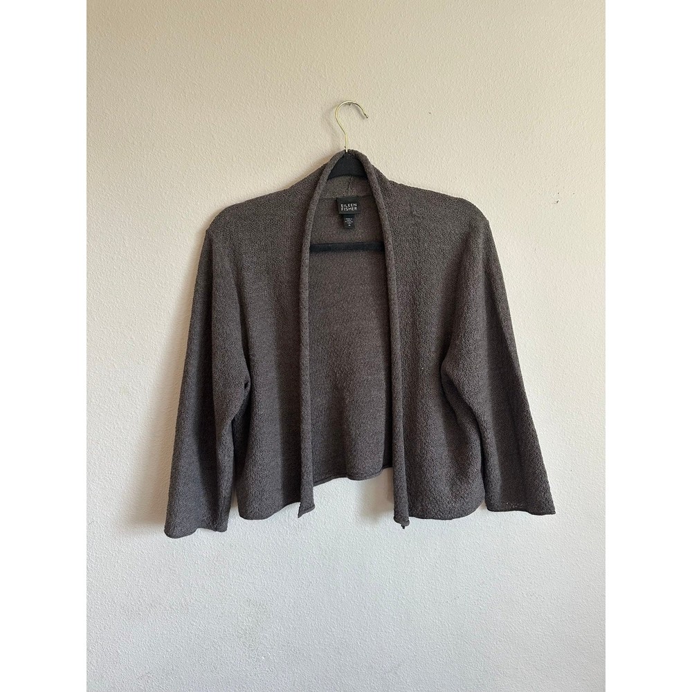 Eileen Fisher Brown Open Front Knit Cardigan